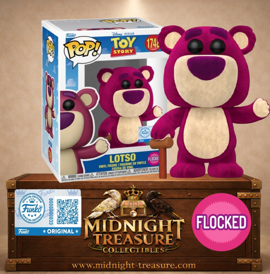 Funko Pop! Toy Story N°1748 – Lotso version flocked effet peluche avec canne et pelage rose. Une figurine fidèle parfaite pour les fans Pixar.