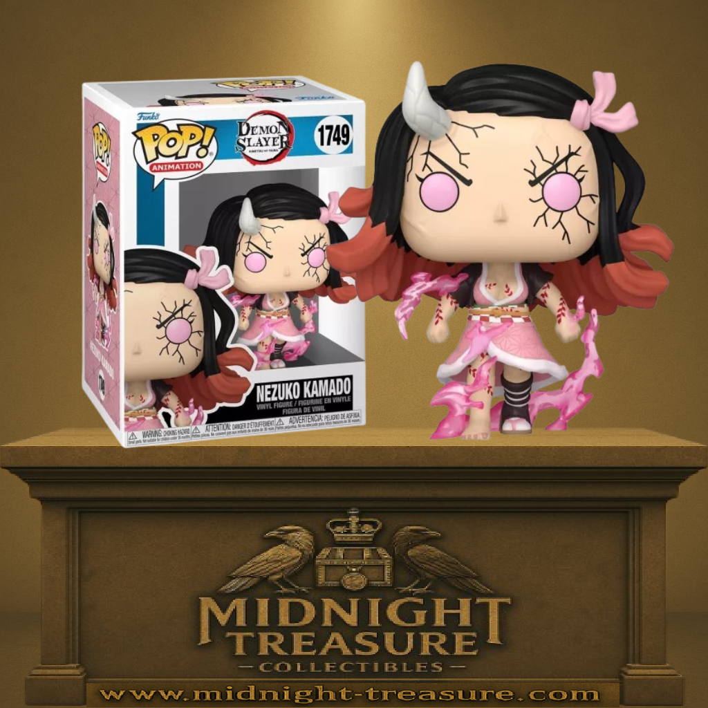 Funko Pop! Animation Demon Slayer – Nezuko Kamado Demon Form N°1749. Nezuko transformée lors de l’arc du Quartier des Plaisirs, avec corne démoniaque et flammes roses de son Blood Demon Art.