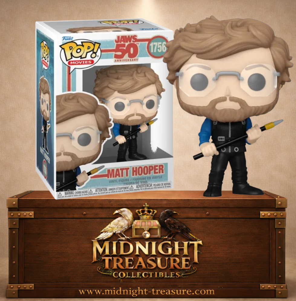 Funko Pop! N°1756 Matt Hooper Les Dents de la mer Jaws 50th Anniversary avec lunettes et lance hypodermique.