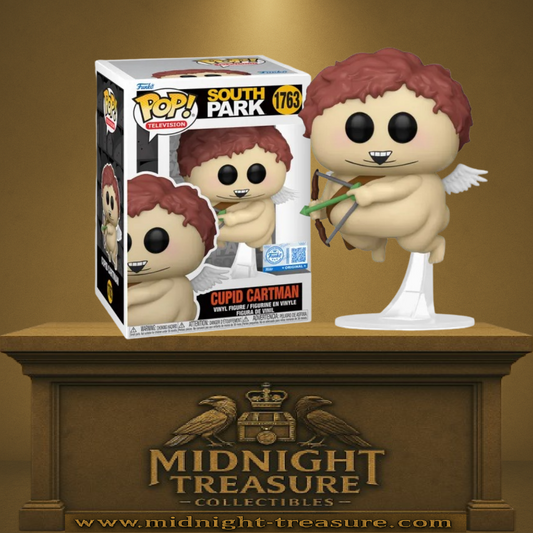 Funko Pop! South Park – Cupid Cartman (Cupidon Cartman) (N°1763). Version cupidon d’Eric Cartman avec ailes, arc et flèche, personnage satirique emblématique de la série.