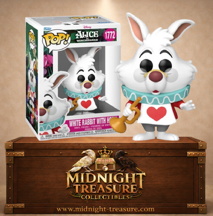 Funko Pop! Disney N°1772 White Rabbit with Horn, Lapin Blanc avec trompette dorée et tenue de héraut dans Alice au Pays des Merveilles.