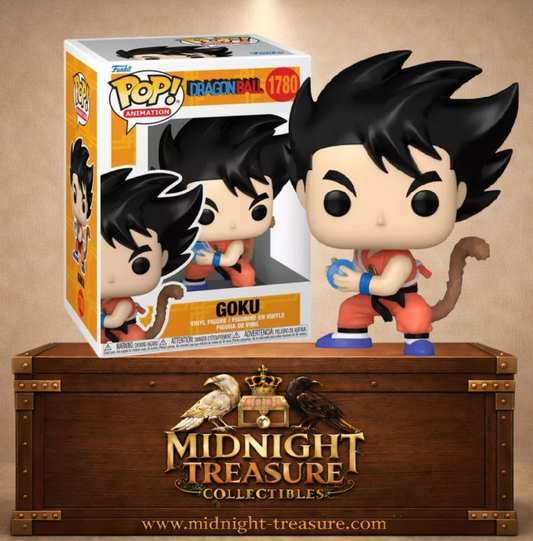 Funko Pop! Animation N°1780 – Goku Kamehameha – Dragon Ball. Version enfant avec queue et attaque énergétique.