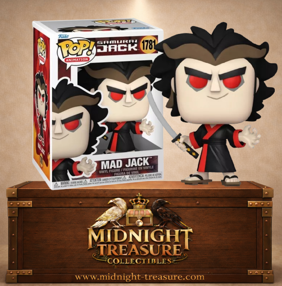 Funko Pop! Animation N°1781 – Mad Jack – Samurai Jack. Figurine avec kimono noir, katana et yeux rouges.