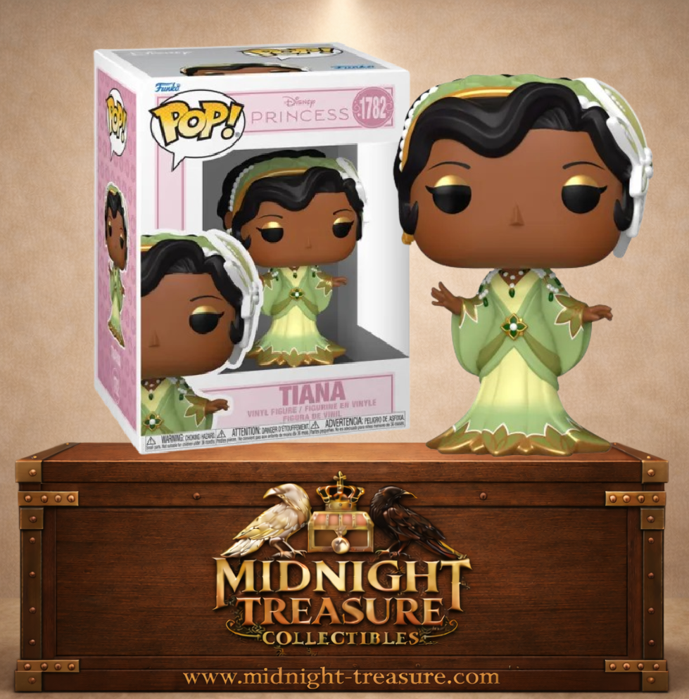 Funko Pop! Disney Princess N°1782 Tiana Entrée royale de La Princesse et la Grenouille avec robe verte, détails dorés et bijoux.