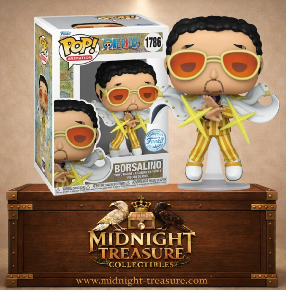 Funko Pop! Animation N°1786 – Borsalino Kizaru – One Piece. Figurine amiral avec effets lumineux du fruit Pika Pika no Mi.