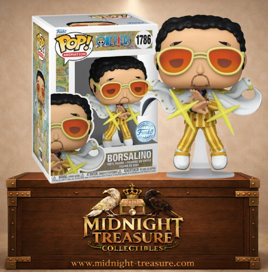 Funko Pop! Animation N°1786 – Borsalino Kizaru – One Piece. Figurine amiral avec effets lumineux du fruit Pika Pika no Mi.