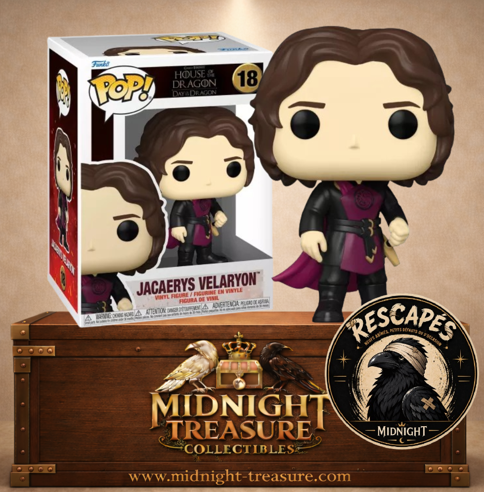 Funko Pop! N°18 – Jacaerys Velaryon de House of the Dragon Day of the Dragon, avec tenue noire et bordeaux ornée du dragon Targaryen.