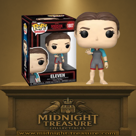 Funko Pop! Stranger Things – Eleven (Onze) in Wetsuit (N°1807). Eleven en combinaison d’immersion sensorielle, main levée en posture d’utilisation de pouvoirs, issue de la saison 5.