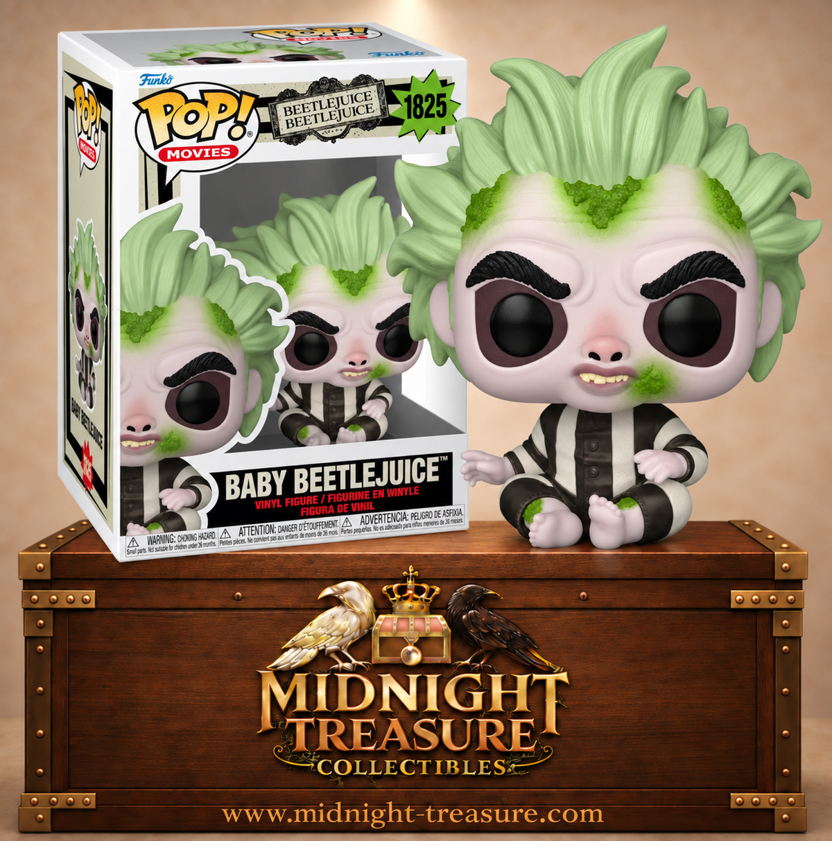 Funko Pop! Movies N°1825 Bébé Beetlejuice en costume rayé noir et blanc – Beetlejuice Beetlejuice