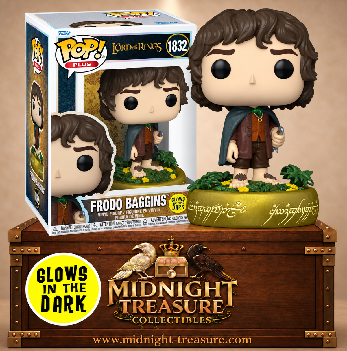 Funko Pop! Plus N°1832 Frodon Sacquet sur l’Anneau Unique phosphorescent – Le Seigneur des Anneaux