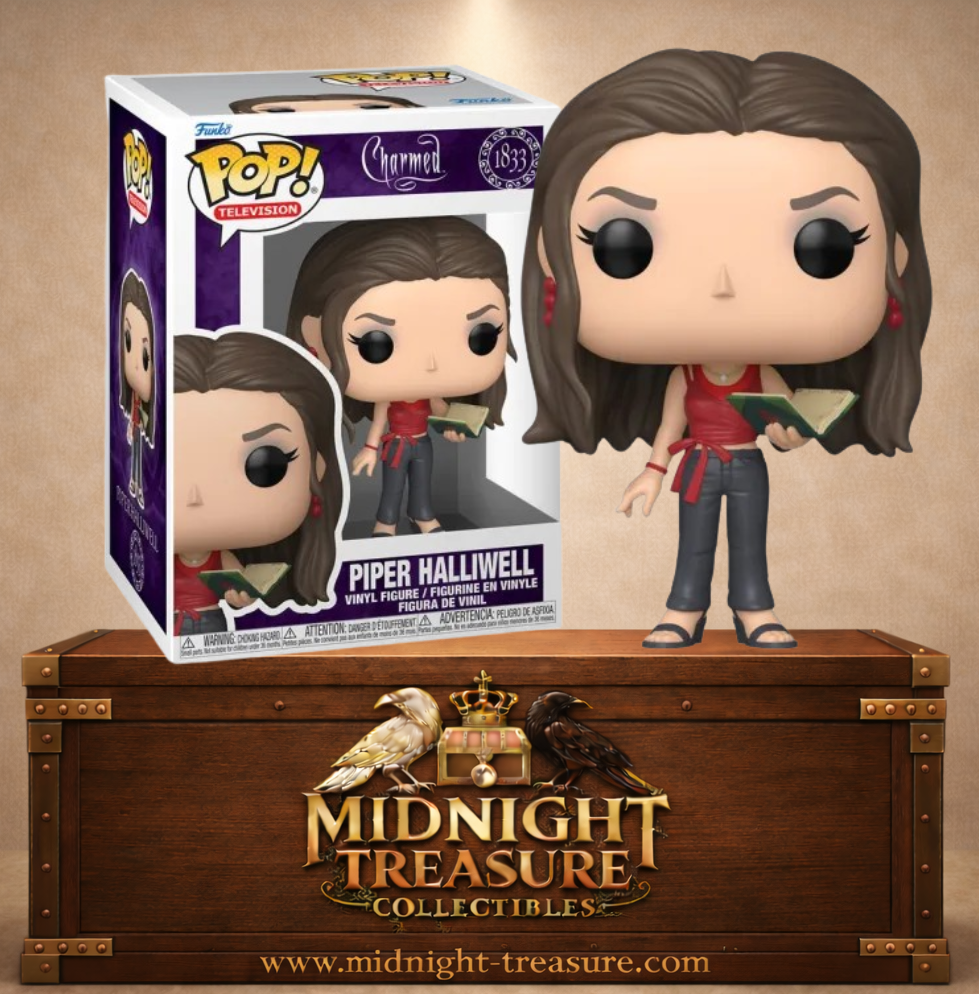 Funko Pop! Television N°1833 – Piper Halliwell – Charmed. Figurine tenant le Livre des Ombres en tenue rouge.
