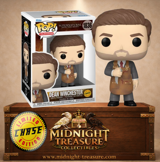 Funko Pop! Television N°1836 – Dean Winchester Bloody Apron – Supernatural Chase. Figurine avec couteau et tablier ensanglanté.