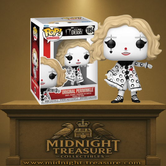 Funko Pop! Original Periwinkle – IT: Welcome to Derry (Ça : Bienvenue à Derry) (N°1854). Ingrid Kersh dans son persona clown Periwinkle, tenue claire à motifs, figurine Funko Television.