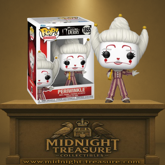 Funko Pop! It: Welcome to Derry (Ça : Bienvenue à Derry) – Periwinkle (Ingrid Kersh) (N°1855). Ingrid Kersh en costume de clown Periwinkle, personnage tragique lié à Pennywise.