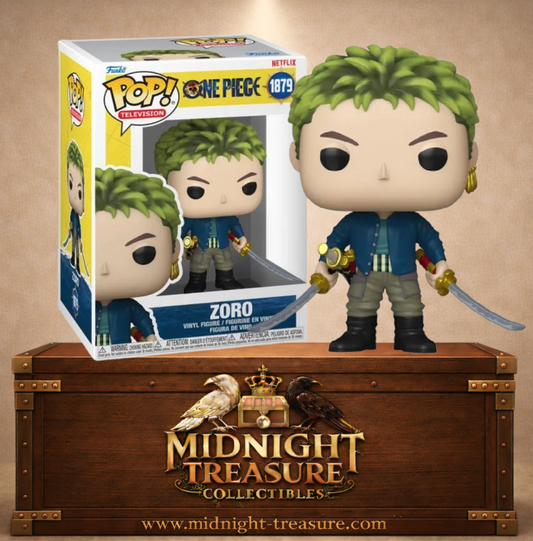 Funko Pop! Television N°1879 – Zoro – One Piece Netflix saison 2. Version combat Whisky Peak avec sabres.
