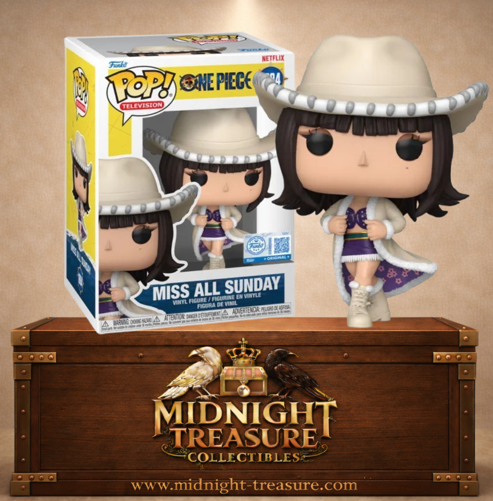 Funko Pop! Television N°1884 – Miss All Sunday – One Piece Netflix. Figurine Nico Robin avec chapeau et tenue élégante.