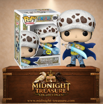 Funko Pop! Animation N°1894 – Trafalgar Law Glow in the Dark – One Piece. Figurine Law avec sabre lumineux Anesthesia.