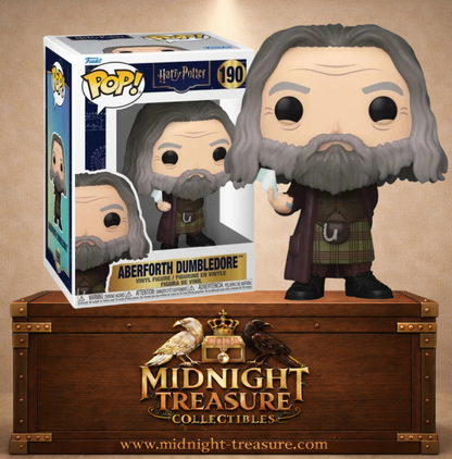Funko Pop! N°190 – Aberforth Dumbledore with Mirror Shard – Harry Potter. Figurine Aberforth avec éclat de miroir à double sens.