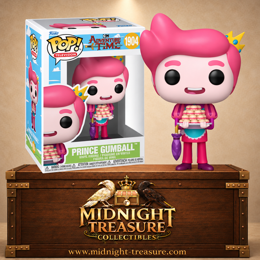 Funko Pop! Television N°1904 – Prince Gumball (Prince Chewing-Gum) tenant un plateau de pâtisseries inspiré d'Adventure Time et de l'univers de Fionna & Cake.