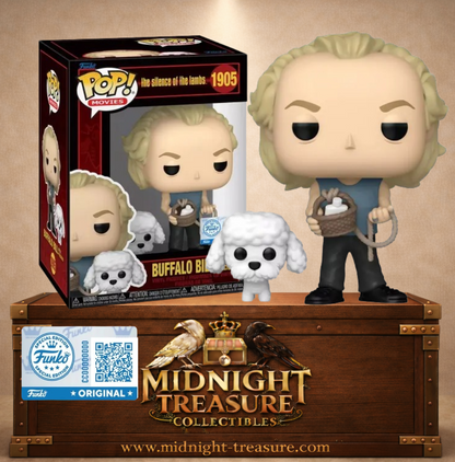 Funko Pop! & Buddy Movies N°1905 – Buffalo Bill avec Precious du Silence des agneaux, tenant une corde et le panier contenant la lotion.