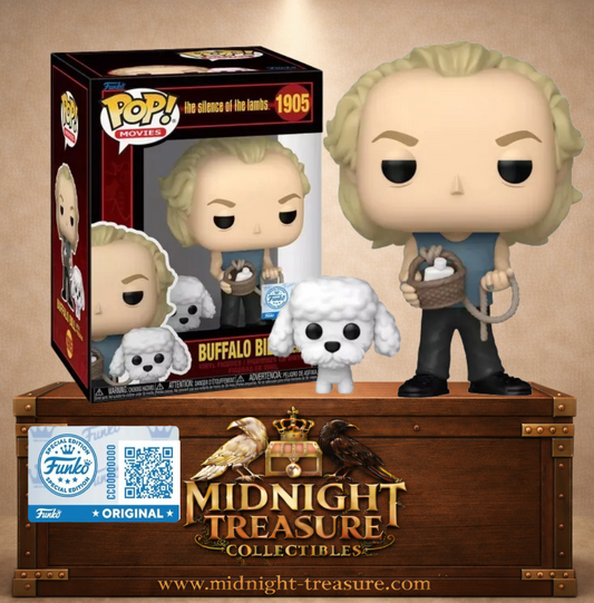 Funko Pop! & Buddy Movies N°1905 – Buffalo Bill avec Precious du Silence des agneaux, tenant une corde et le panier contenant la lotion.