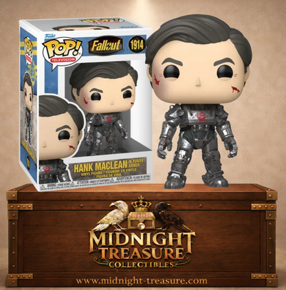 Funko Pop! Television N°1914 – Hank MacLean en armure assistée métallique inspiré de la série Fallout.