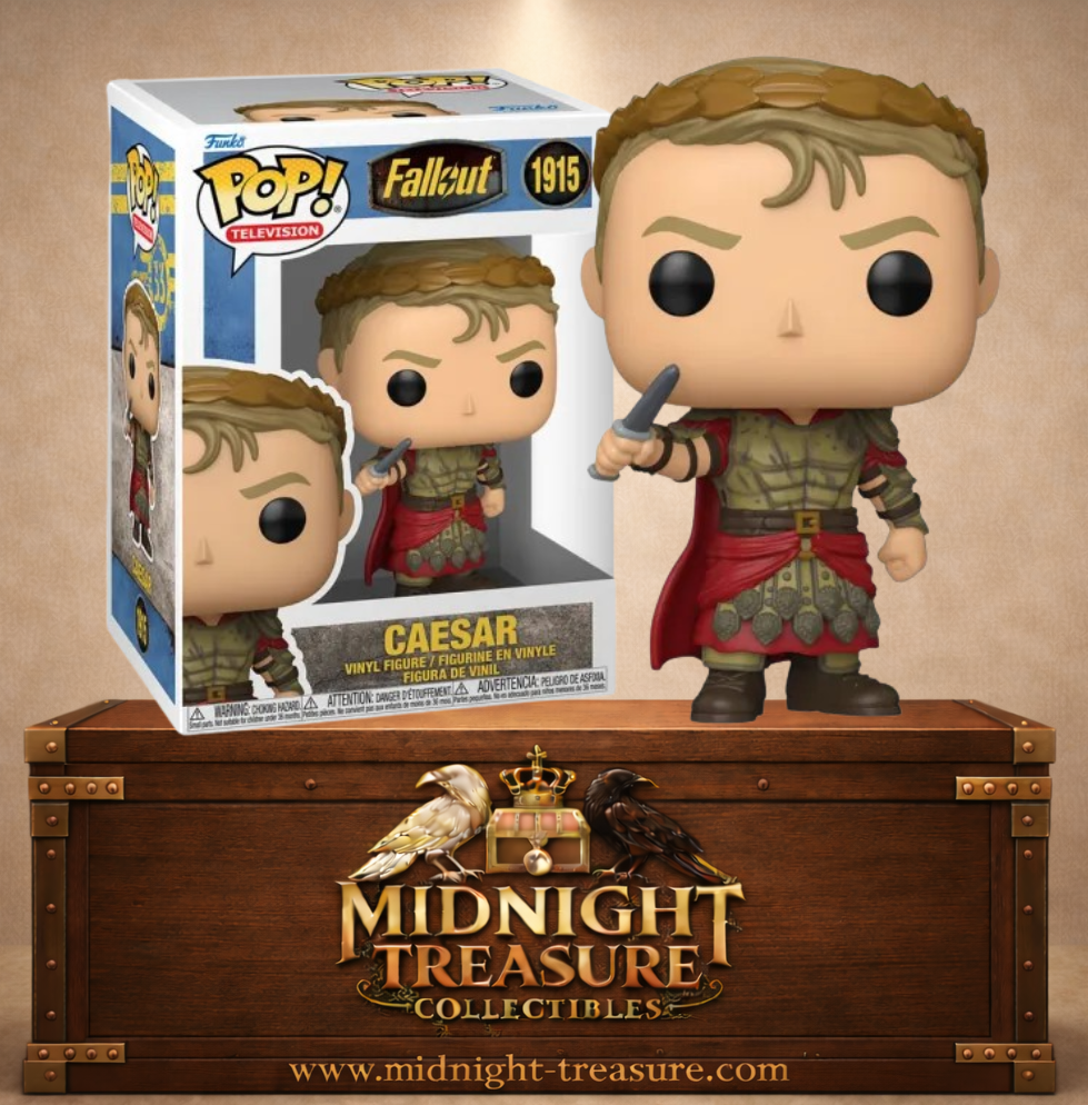 Funko Pop! Fallout N°1915 – César portant une armure inspirée de la Rome antique et une cape rouge, basé sur la saison 2 de la série Fallout et la Légion de César.