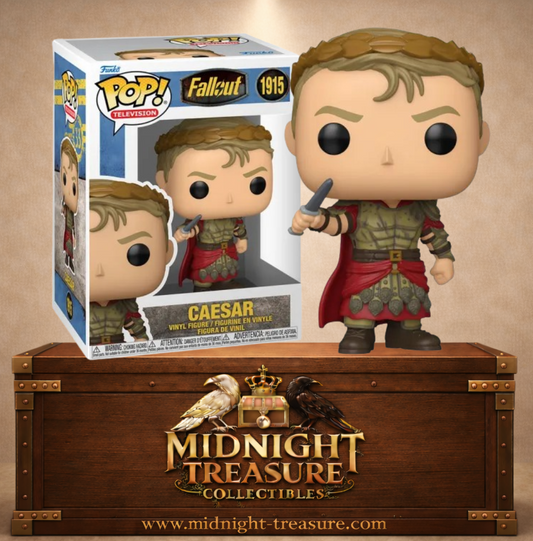 Funko Pop! Fallout N°1915 – César portant une armure inspirée de la Rome antique et une cape rouge, basé sur la saison 2 de la série Fallout et la Légion de César.