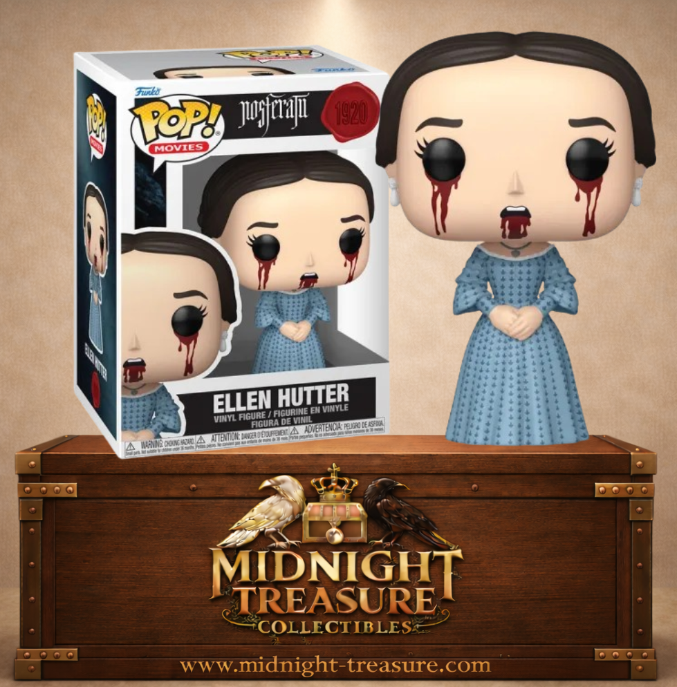 Funko Pop! Movies N°1920 – Ellen Hutter – Nosferatu. Figurine en robe bleue avec sang coulant des yeux et de la bouche.