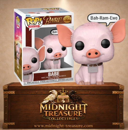 Funko Pop! Movies N°1952 – Babe du film Babe le cochon devenu berger, petit cochon rose avec bulle Bah-Ram-Ewe.