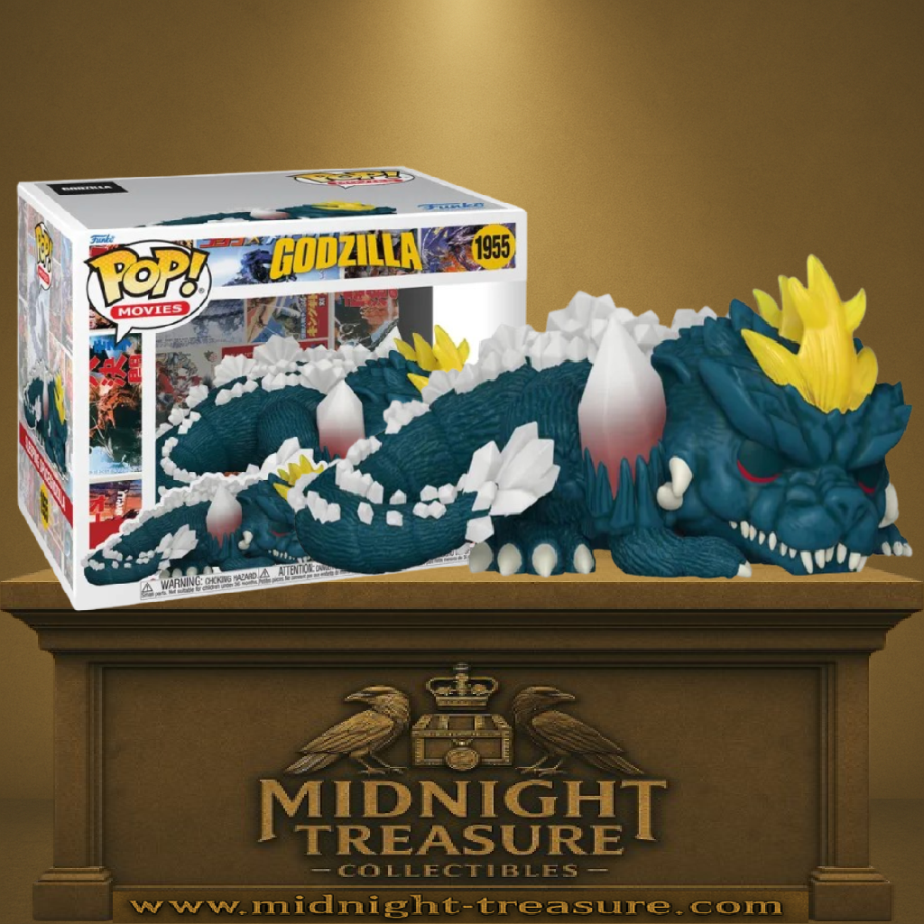 Funko Pop! Movies Godzilla – Sleeping SpaceGodzilla (N°1955). Figurine de SpaceGodzilla endormi avec cristaux blancs, crête jaune et corps bleu détaillé.