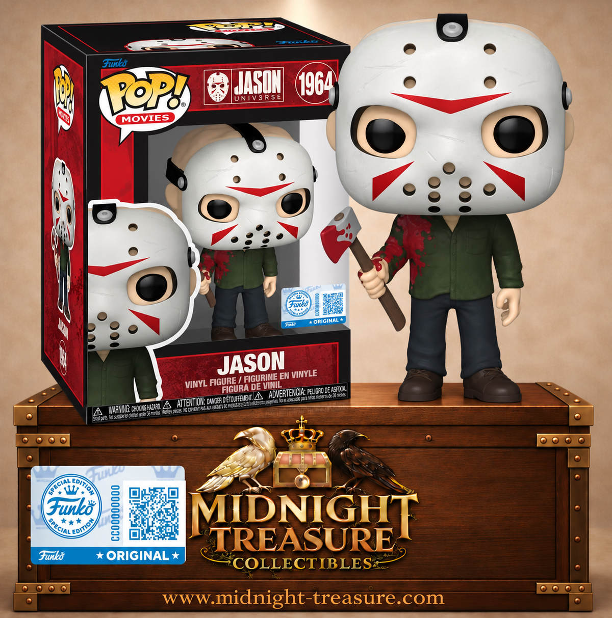 Funko Pop! Movies N°1964 Jason Voorhees avec masque de hockey et hache ensanglantée – Vendredi 13