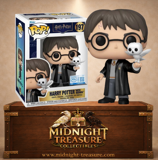Funko Pop! Harry Potter N°197 – Harry Potter with Hedwig. Figurine Harry Potter tenant la chouette Hedwige sur sa main.