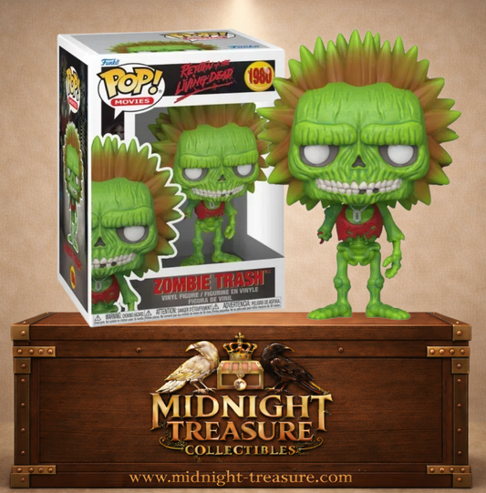 Funko Pop! Return of the Living Dead N°1980 – Zombie Trash verte radioactive avec crête osseuse et apparence punk horrifique.