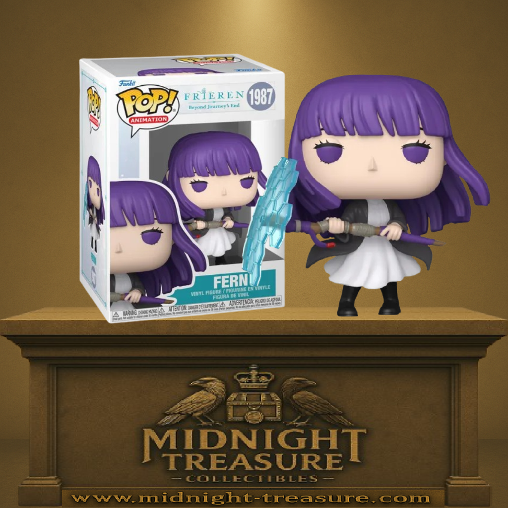 Funko Pop! Frieren: Beyond Journey’s End – Fern (N°1987). Figurine de la jeune mage tenant son bâton et son bouclier magique, fidèle à l’anime.