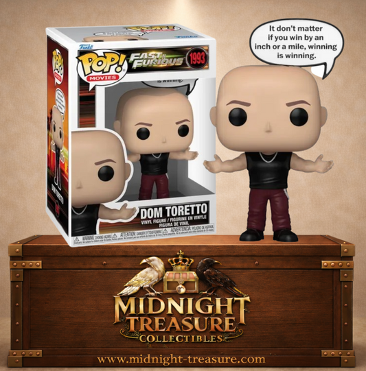 Funko Pop! Movies N°1993 – Dom Toretto – Fast & Furious. Figurine avec citation culte et débardeur noir.