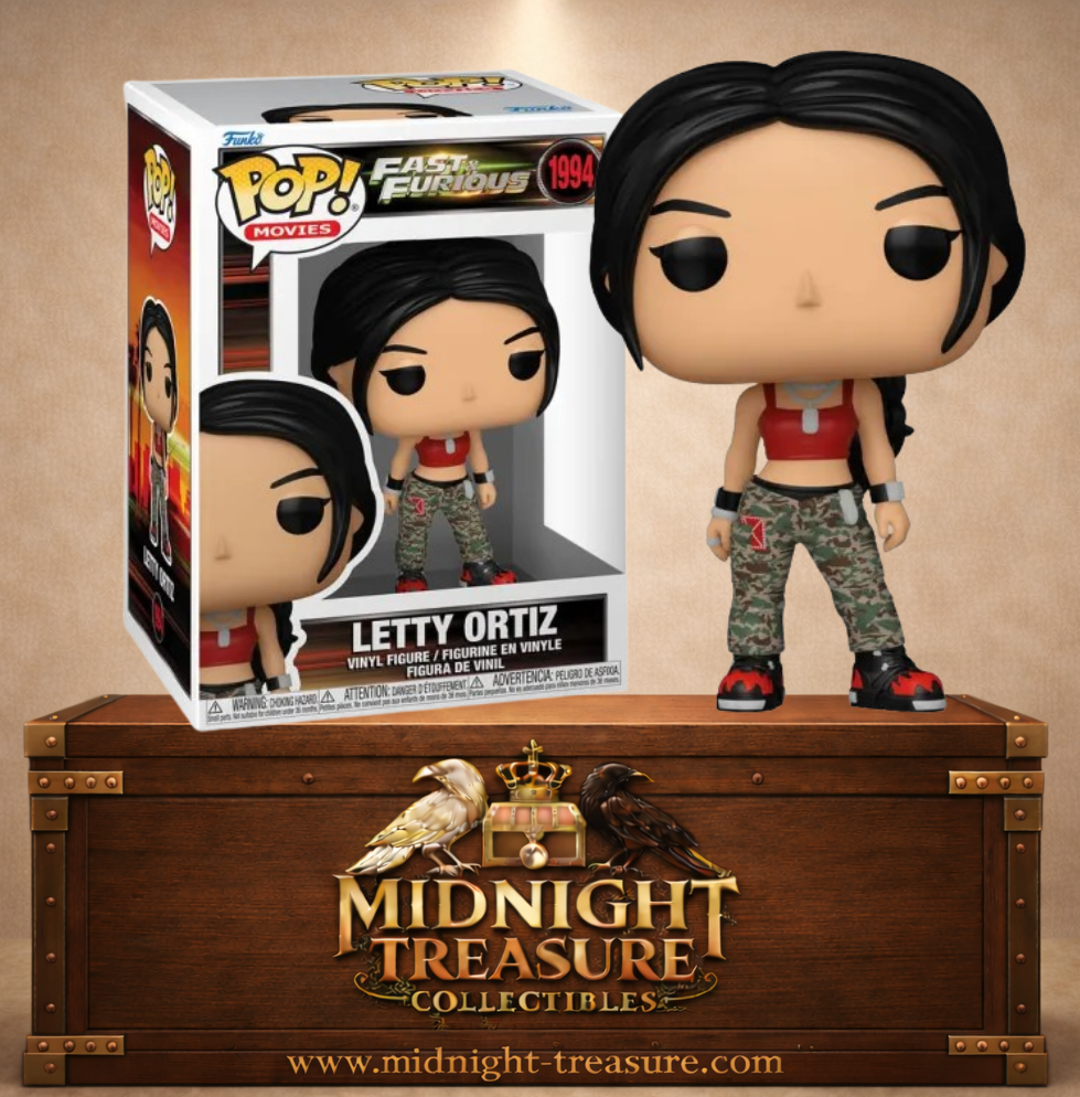 Funko Pop! Movies N°1994 – Letty Ortiz – Fast & Furious. Figurine avec tenue camouflage et débardeur rouge.