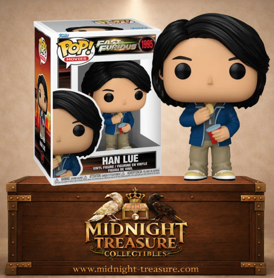 Funko Pop! Movies N°1995 – Han Lue – Fast & Furious. Figurine avec paquet de chips en posture détendue.
