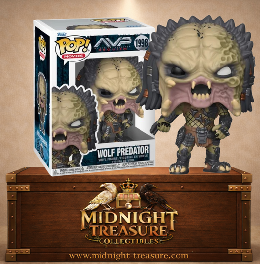 Funko Pop! Movies N°1998 – Wolf Predator – AVP Requiem. Figurine avec visage exposé et armure Predator.