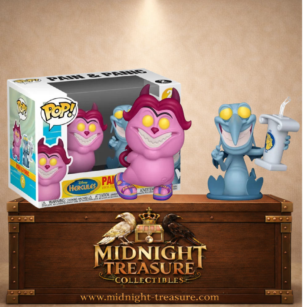 Funko Pop! 2-Pack Disney Peine et Panique de Hercule avec chaussures et gobelet aux couleurs d’Hercule.