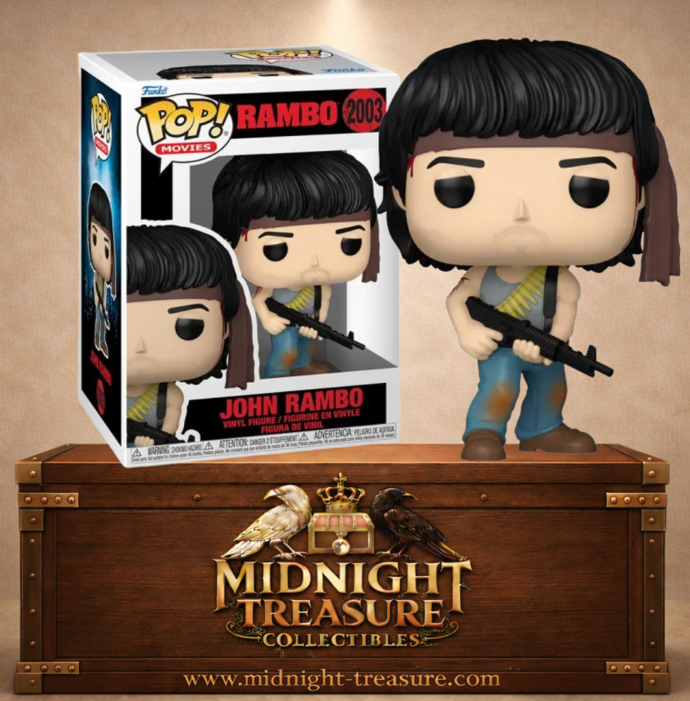Funko Pop! Movies N°2003 – John Rambo – Rambo. Figurine avec fusil, bandana et tenue de combat.