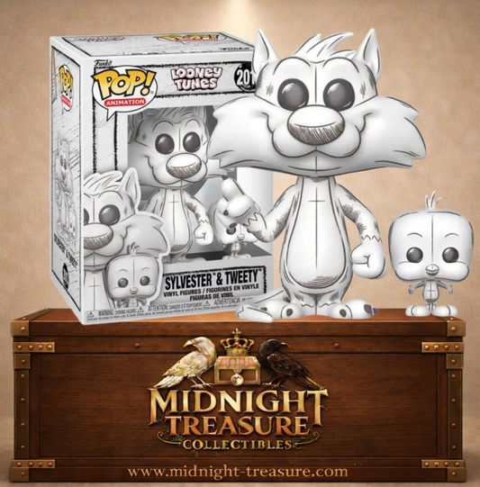 Funko Pop! Looney Tunes N°2013 – Sylvestre et Titi version esquissée noir et blanc avec effet croquis. Une figurine originale parfaite pour les fans de Looney Tunes.