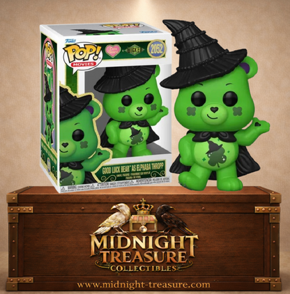 Funko Pop! N°2052 Grosveinard déguisé en Elphaba Thropp avec chapeau et cape noirs, crossover Bisounours x Wicked.
