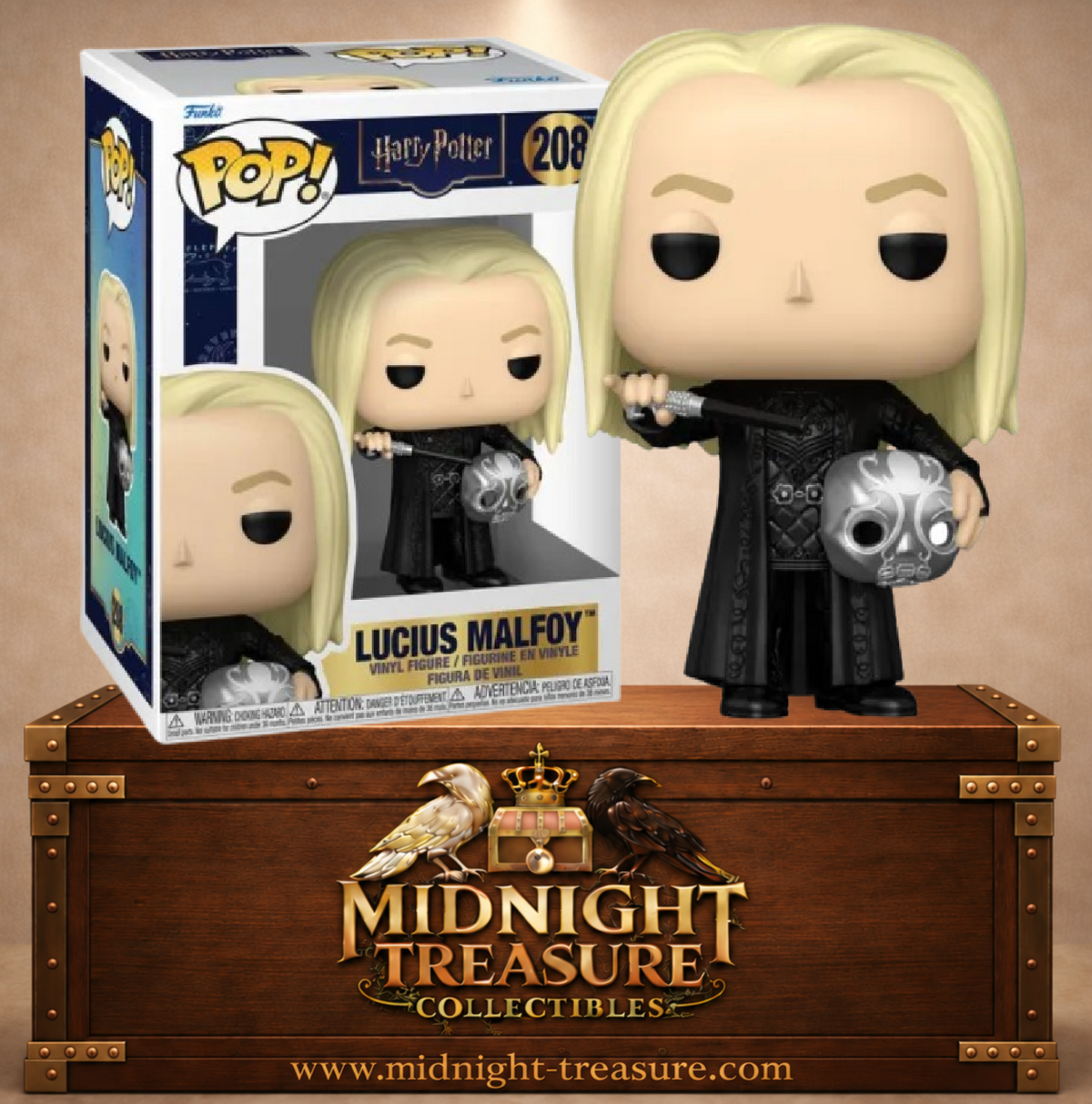 Funko Pop! Movies N°208 Lucius Malfoy avec baguette et masque de Mangemort – Harry Potter