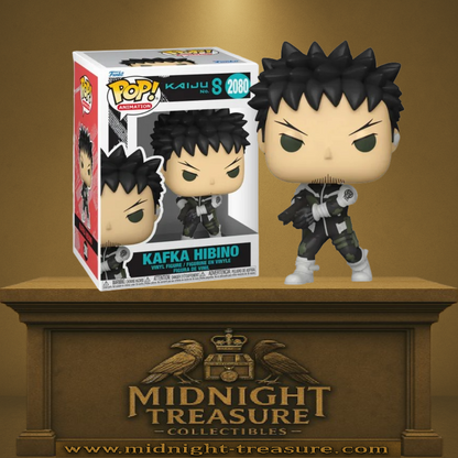 Funko Pop! Animation Kaiju No. 8 – Kafka Hibino (N°2080). Figurine représentant Kafka en uniforme des Forces de Défense, posture de combat, fidèle à l’anime.
