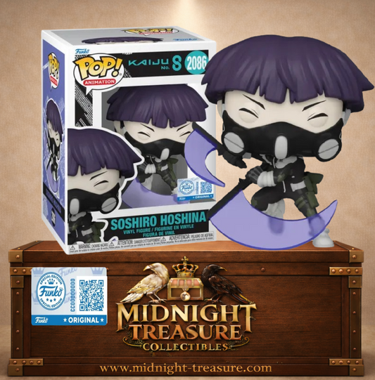 Funko Pop! Animation N°2086 – Soshiro Hoshina – Kaiju No. 8. Figurine Soshiro Hoshina avec lames énergétiques violettes et masque tactique.