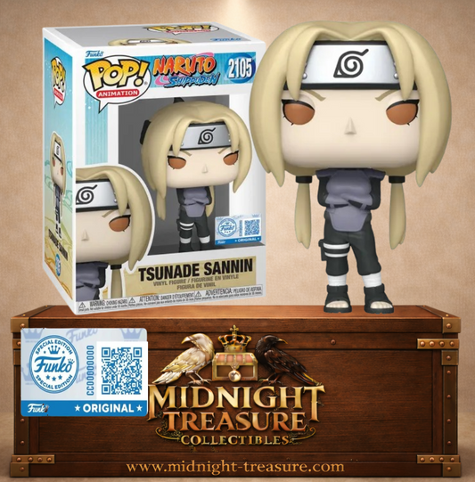 Funko Pop! Naruto Shippuden N°2105 – Tsunade Sannin dans sa tenue de la Deuxième Grande Guerre Ninja, inspirée de l’époque du combat contre Hanzô de la Salamandre.