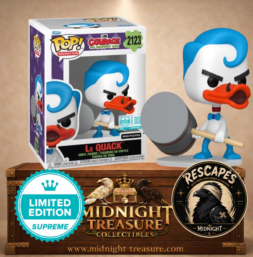 Funko Pop! Animation N°2123 – Le Quack de Courage the Cowardly Dog (Courage, le chien froussard), Limited Edition Supreme limitée à 9 500 exemplaires avec maillet.
