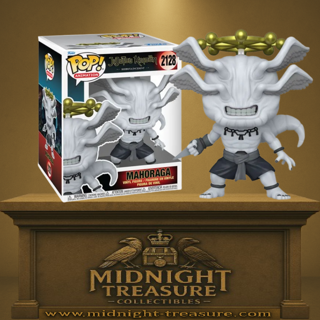 Funko Pop! Jujutsu Kaisen – Mahoraga (N°2128). Shikigami des Dix Ombres avec couronne dorée et lame rituelle.