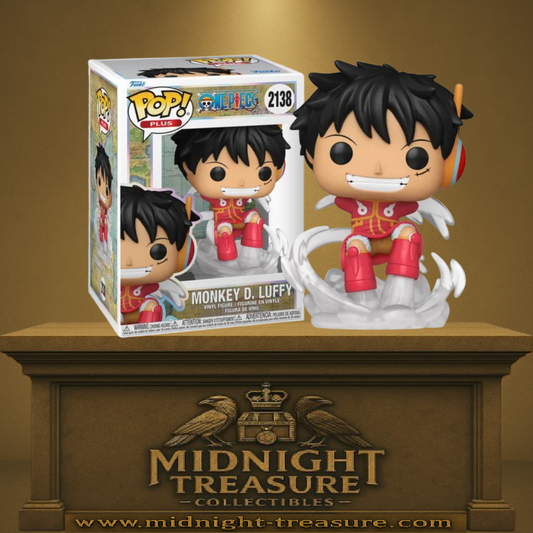 Funko Pop! One Piece – Monkey D. Luffy (N°2138). Luffy en tenue futuriste de l’arc Egghead avec effet de propulsion dynamique.